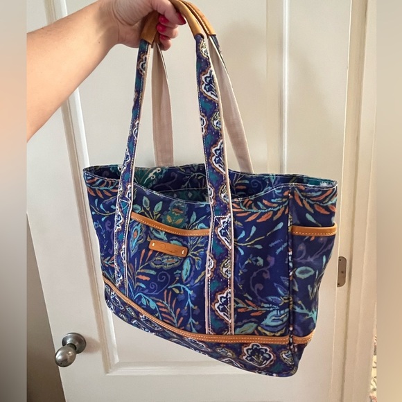 Stylish Blue and Gold Women's Tote Bag - Picture 2 of 16